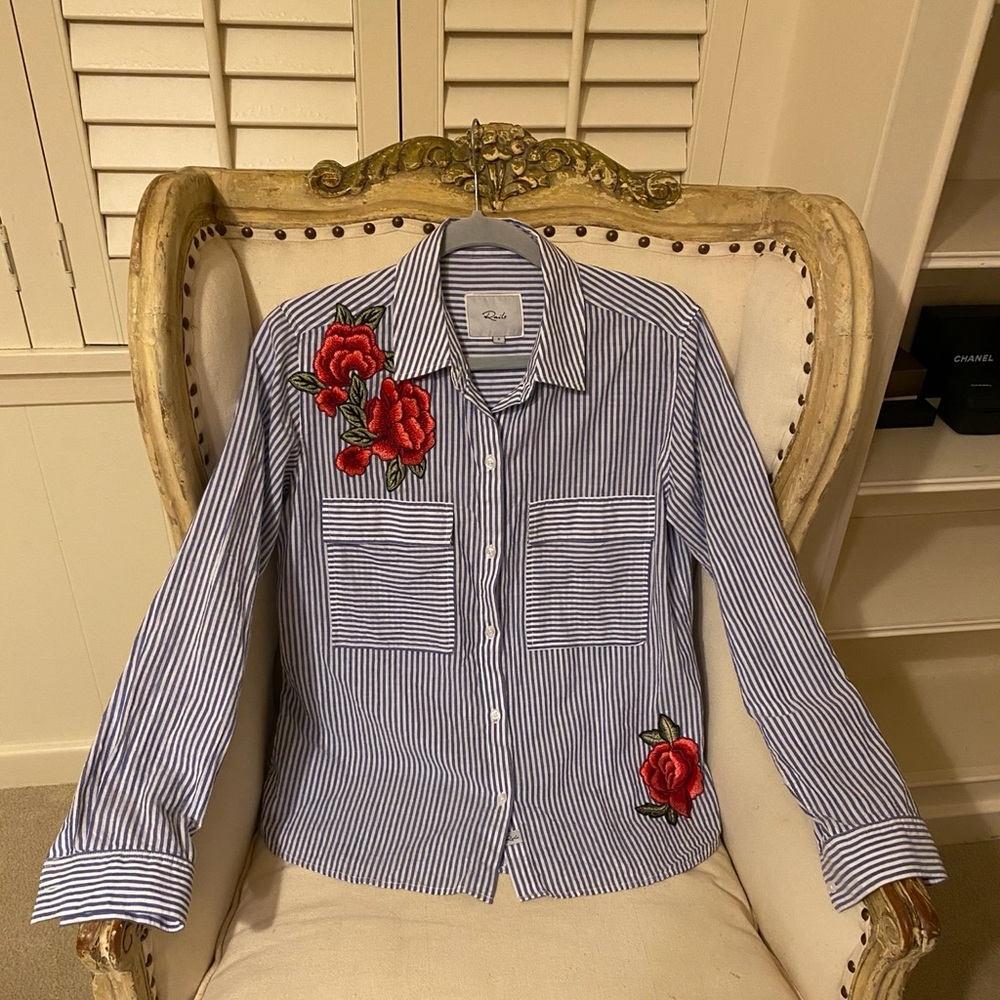 Rails Striped/Floral Button Down Top - image 1